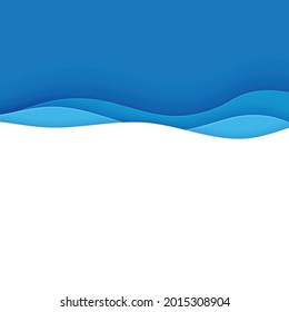 Blue abstract background in paper cut style. Layers of paper wavy water for World Oceans Day 8 June. Vector Earth posters template, ecology brochures, presentations, invitations with place for text