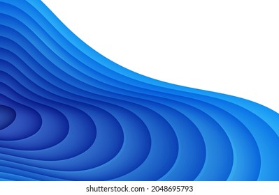 Blue abstract background in paper cut style. Layers of paper wavy water for World Oceans Day 8 June. Vector Earth posters template, ecology brochures, presentations, invitations with place for text