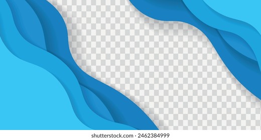 Blue abstract background in paper cut style. Water wavy paper layers for World Oceans Day June 8.vector 