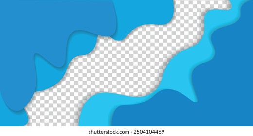 Blue abstract background in paper cut style. Water wavy paper layers for World Oceans Day June 8.vector	