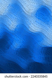 Blue abstract background with polygonal structure. Water surface. Wavy grid background. Mosaic. Creased texture. 3D vector illustration for brochure, poster, presentation, flyer or banner.