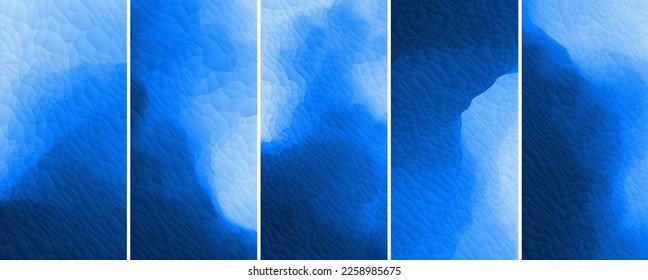 Blue abstract background with polygonal structure. Water surface. Wavy grid background. Mosaic. Creased texture. 3D vector illustration for brochure, poster, presentation, flyer or banner.