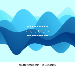 Fondo abstracto azul. Un paisaje realista con olas. Plantilla de diseño de portada. Ilustración vectorial 3d.