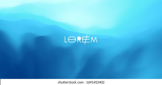 Fundo abstrato azul. Paisagem realista com ondas. Modelo de design de capa. Ilustração de vetor 3d.