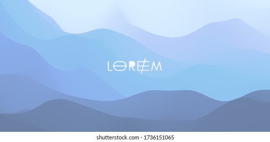 Fondo abstracto azul. Un paisaje realista con olas. Plantilla de diseño de portada. Ilustración vectorial 3d.