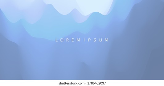 Blue abstract background. Realistic landscape with waves. Cover design template. 3d vector illustration.