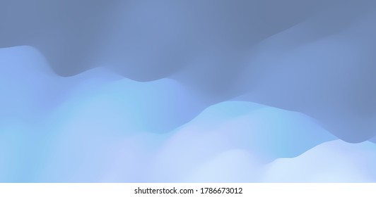 Blue abstract background. Realistic landscape with waves. Cover design template. 3d vector illustration.