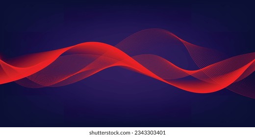 Blue abstract background and red line wave 