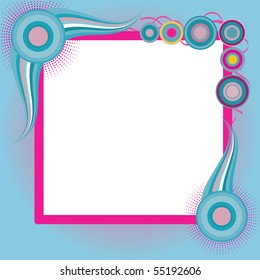 Blue abstract background with retro rounds, vector illustration
