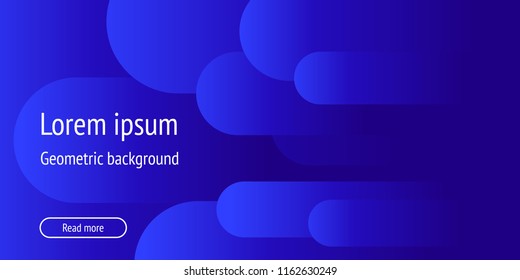 Blue abstract background with rounded elements and sample text - modern vector template for banner, layout, cover, web 