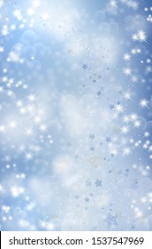 Blue abstract background with shiny lights and stars - vector illustration