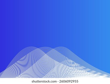 Blue abstract background with shiny waves made of lines