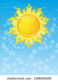 blue abstract background with sky and big sun. vector