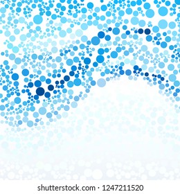 Blue abstract background with small bright circles. Vector illustration