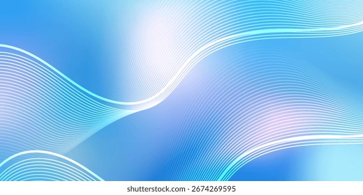 Fondo abstracto azul con líneas onduladas fluidas suaves, Gradientes suaves y efectos de luz brillante, perfecto para proyectos de diseño modernos, digitales y futuristas.
