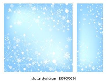 A Blue abstract background of a snowflake. Christmas card. Vector illustration