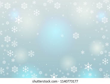 Blue abstract background with snowflakes for Christmas of Holiday wallpaper