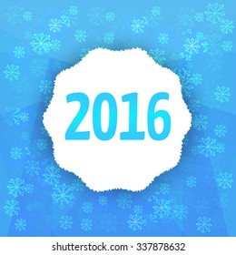 Blue abstract background with snowflakes and number 2016 Vector illustration.