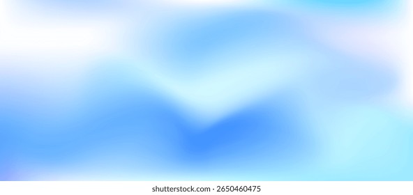 Blue abstract background with soft gradient waves and light blur effects. Cool tones of cyan and white blend smoothly for a calming, futuristic, and modern visual design. Vector illustration eps10.
