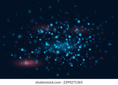 Blue abstract background and sparkling constellations, distant galaxy. Vector illustration.