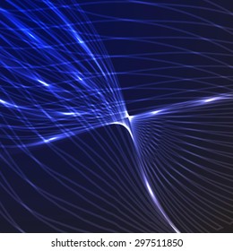Blue abstract background with sparkling waves.  Vector pattern for flyer, blank, card, banner, invitation, brochure cover design template.