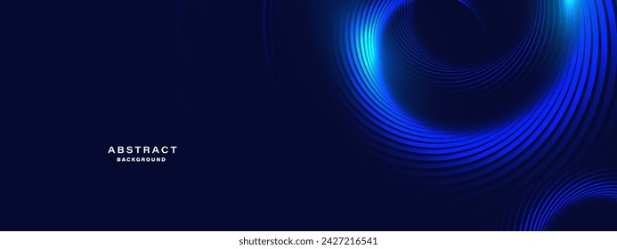 Fondo abstracto azul con líneas de círculo espiral, plantilla futurista de la tecnología. Ilustración vectorial.