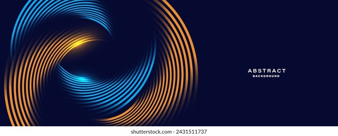 Fondo abstracto azul con líneas de círculo espiral, plantilla futurista de la tecnología. Ilustración vectorial.