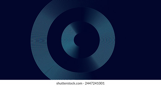 Fondo abstracto azul con líneas de círculo espiral, tecnología Plantilla futurista. Ilustración vectorial.