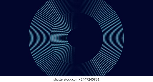 Blauer abstrakter Hintergrund mit Spiralkreislinien, Technologie futuristische Vorlage. Vektorillustration.