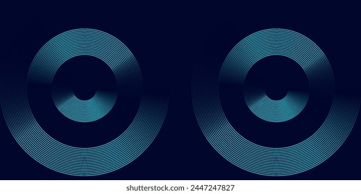 Fondo abstracto azul con líneas de círculo espiral, tecnología Plantilla futurista. Ilustración vectorial.