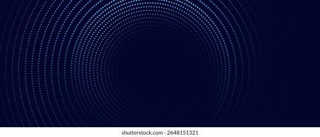 Blue abstract background with spiral circle lines, technology futuristic template. Vector illustration.