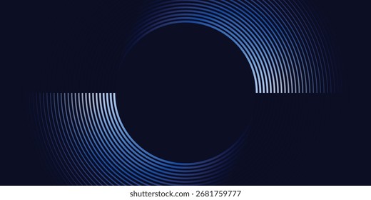Blue abstract background with spiral circle lines, technology futuristic template Vector illustration.