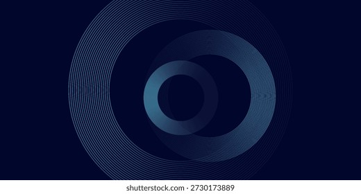 Fundo abstrato azul com linhas de círculo em espiral, modelo futurista de tecnologia. Ilustração vetorial.