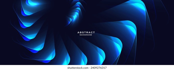 Blue abstract background with spiral shapes. Technology futuristic template. Vector illustration.