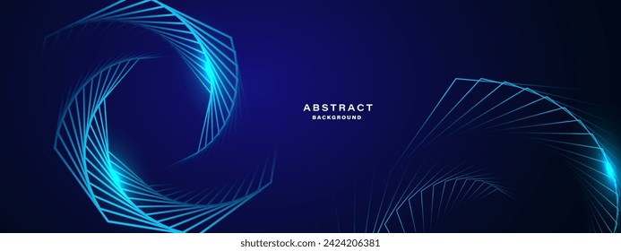 Blue abstract background with spiral shapes. Technology futuristic template. Vector illustration.