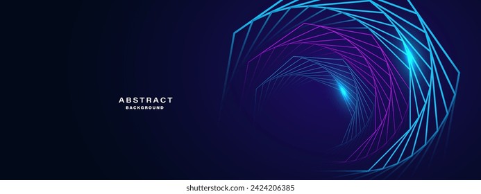 Blue abstract background with spiral shapes. Technology futuristic template. Vector illustration.