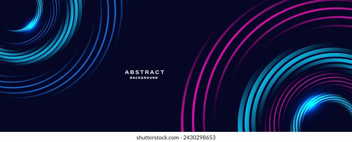 Blue abstract background with spiral shapes. Technology futuristic template. Vector illustration.