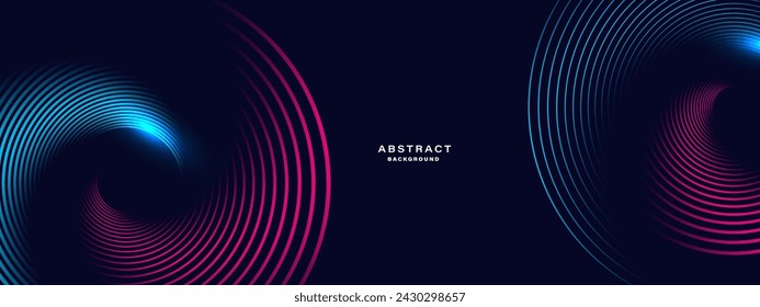 Blue abstract background with spiral shapes. Technology futuristic template. Vector illustration.