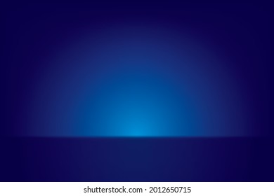 Fondo abstracto azul. Efecto de luz sobre el suelo azul oscuro, estudio de habitación oscuro. Ilustración vectorial.