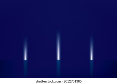Blue abstract background. Spotlight effect on dark blue floor, dark room studio, flame. Vector illustration.