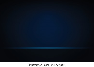 Blue abstract background. Spotlight effect on dark blue floor, room studio. Vector illustration.
