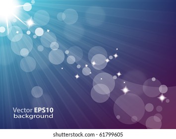 Blue abstract background with stars and bokeh effect