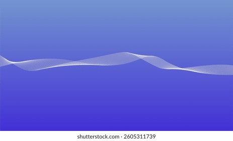 Blue abstract background with a stream of white lines imitating a smoke line
