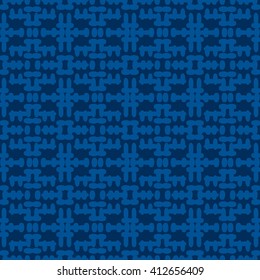 Blue abstract background, striped textured geometric seamless pattern