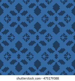 Blue abstract background, striped textured geometric seamless pattern