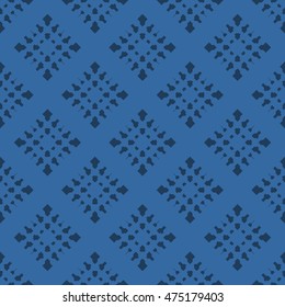 Blue abstract background, striped textured geometric seamless pattern