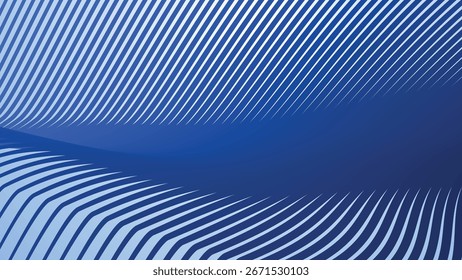 Abstrakter blauer Hintergrund mit Streifenlinie Modernes minimalistisches geometrisches Wellenmuster