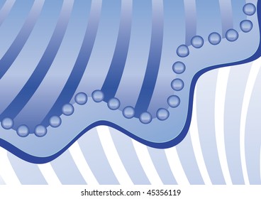 Blue abstract background with strips and rounds, vector illustration