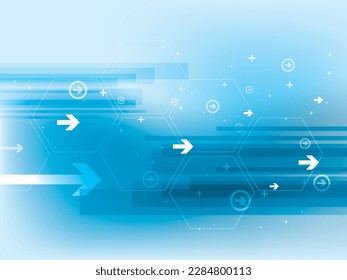 Blauer abstrakter Hintergrund mit Technik- und Wissenschaftselementen-Design und sechseckigen geometrischen Formen.