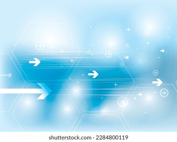 Blue abstract background with technology and science element design and hexagon geometric shapes.